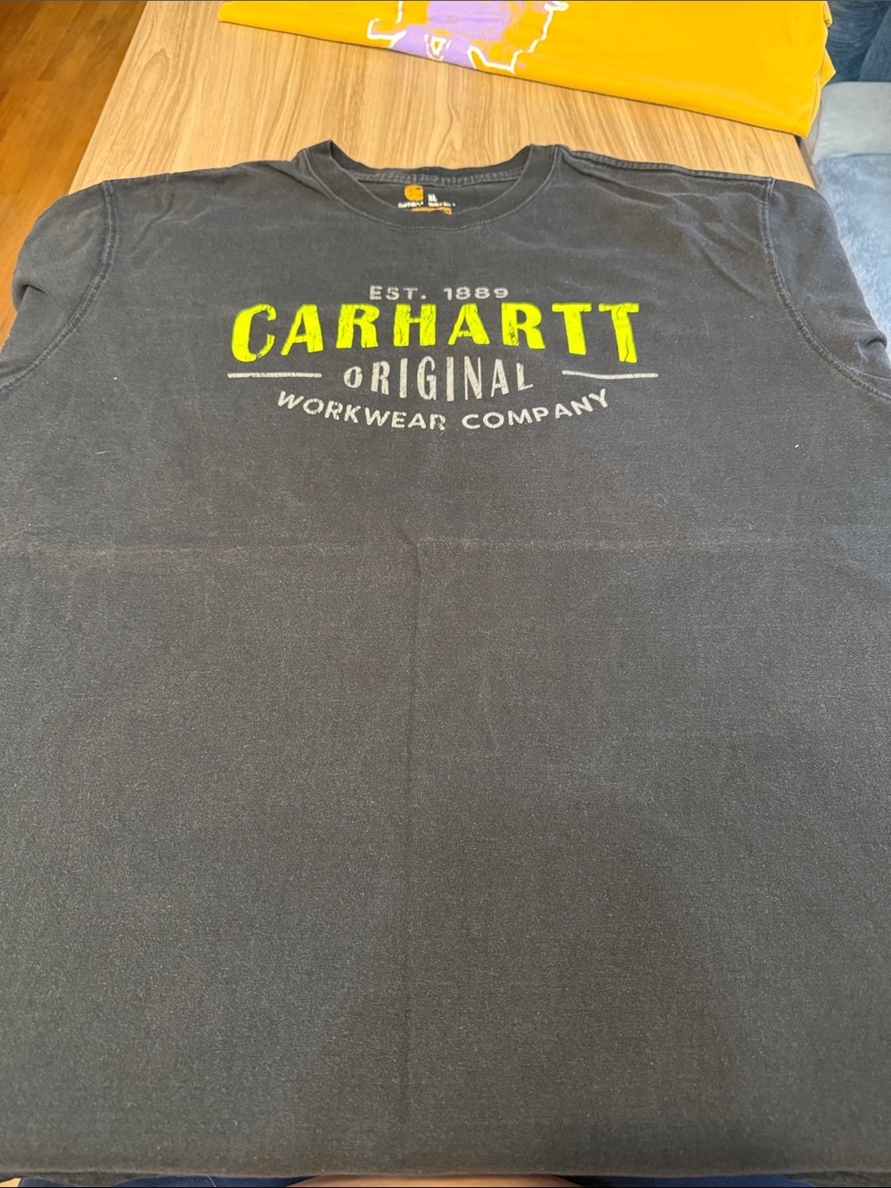 Carhartt Black Short-Sleeve Tee with Neon Yellow Logo